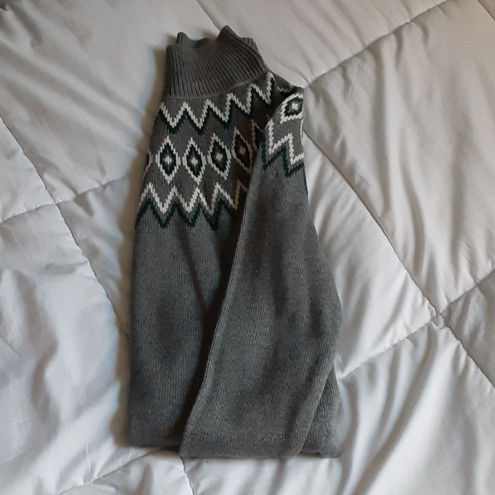 While turtleneck sweater